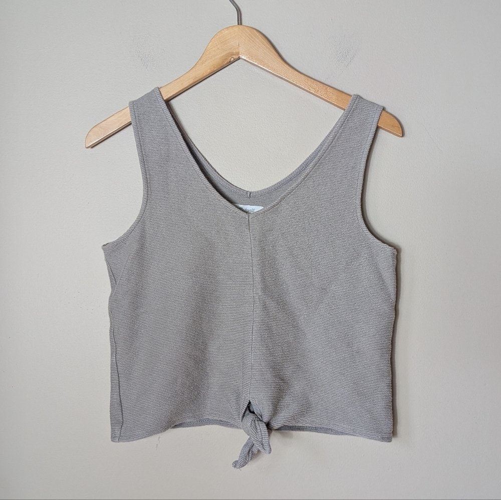 Madewell Tan Taupe Knot Front Tie Ribbed Tank Top Size Medium